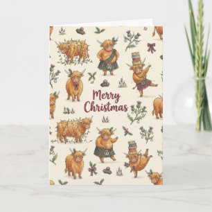 Tarjeta Navidad Humorística de Vaca de las Tierras Altas