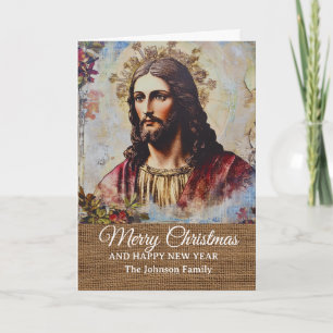Tarjeta Navidad Jesús Rústico Vintage