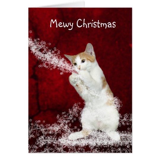 Tarjeta Navidad juguetón del gatito