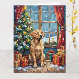 Tarjeta Navidad Labrador Bajo El Árbol
