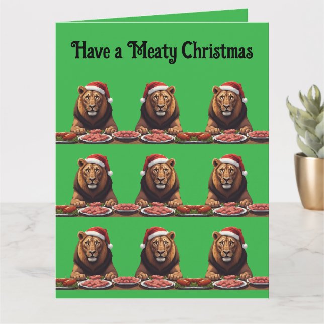 Tarjeta Navidad león carnívoro  (Planta pequeña)