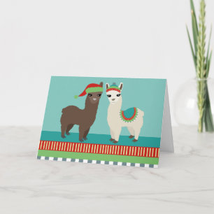 Tarjeta Navidad lindo de las alpacas