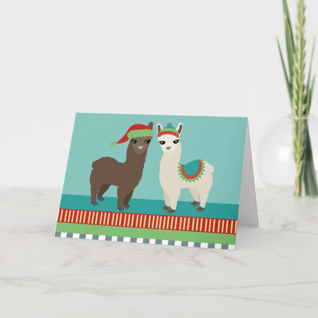 Tarjeta Navidad lindo de las alpacas (Anverso)