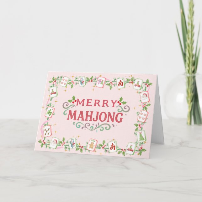 Tarjeta Navidad Mahjong Alegre (Anverso)