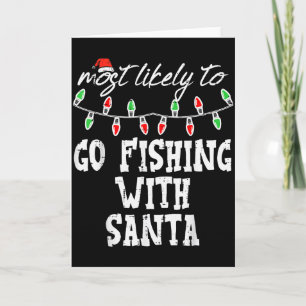 Tarjeta Navidad Más Probable Pesca Con Santa Xmas Matc