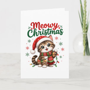 Tarjeta Navidad Meowy Gato Lindo Fiesta