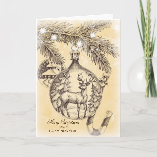 Tarjeta Navidad Merry Vintage (Anverso)