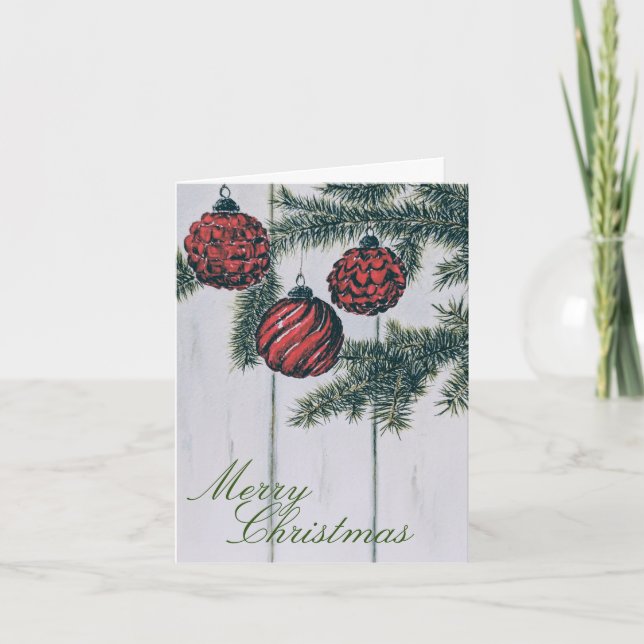 Tarjeta Navidad Minimalista Rústica Alegre Fiesta (Anverso)