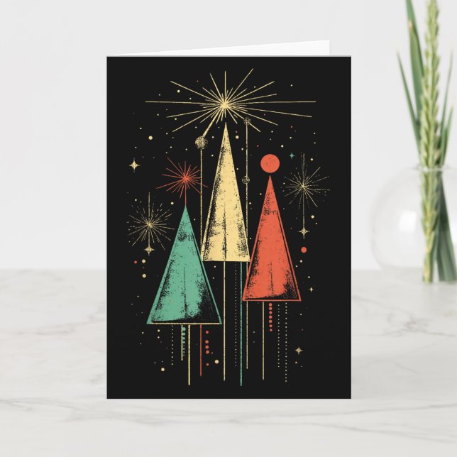Tarjeta Navidad Moderna de Mitad de Siglo  (Anverso)