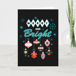 Tarjeta Navidad Moderna Retro Alegre Y Brillante De Mitad