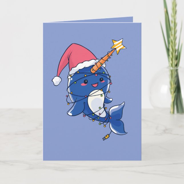 Tarjeta Navidad Narwhale (Anverso)
