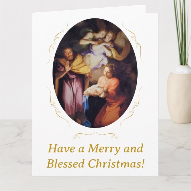 Tarjeta Navidad Natividad Vintage Personalizable (Anverso)