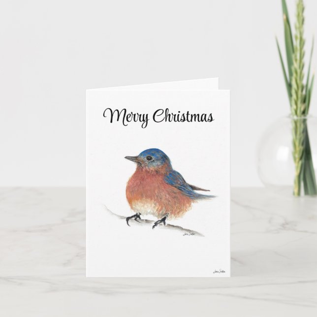 Tarjeta navidad navideña azul para aves (Anverso)