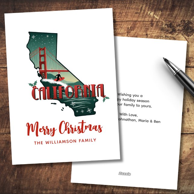 Tarjeta navidad navideña California State Holiday  (Personalize with Family name, and message.  Matching items in the collection)