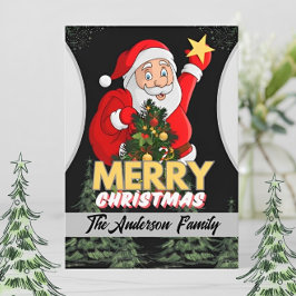 Tarjeta navidad navideña de ferry Santa & Tree