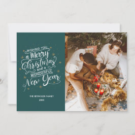 Tarjeta navidad navideña Verde azulada fotográfica