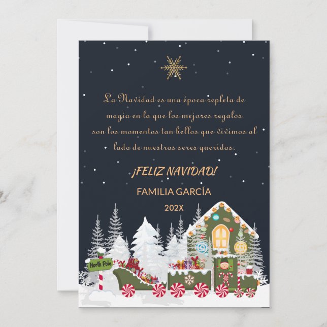 Tarjeta Navidad Nombre Editable Expresso Polar Elf (Anverso)