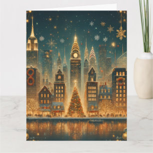 Tarjeta Navidad Nostálgica en Nueva York - Fiesta Emblemát