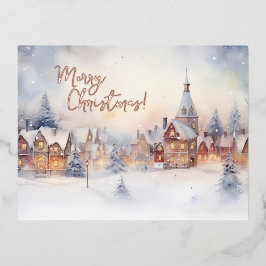 Tarjeta navidad, paisaje invernal de nieve