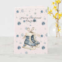 Navidad Patines de Hielo Copos de Nieve Rosa Azul 