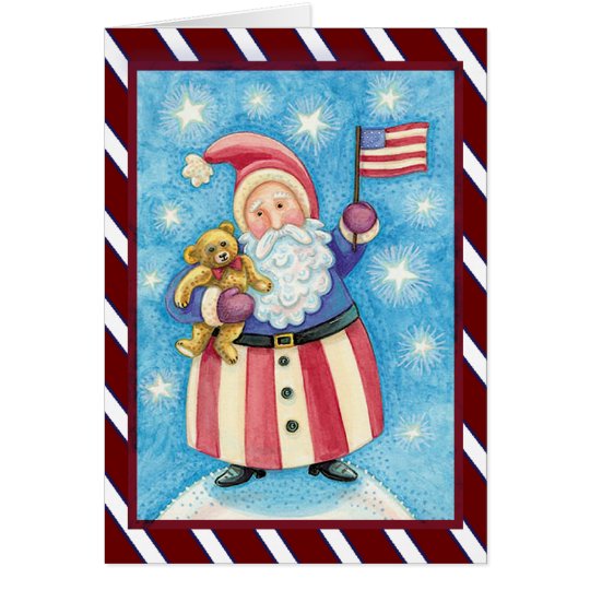 Tarjeta Navidad patriótico de Santa