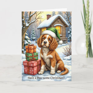 Tarjeta Navidad Paw-some – American Water Spaniel