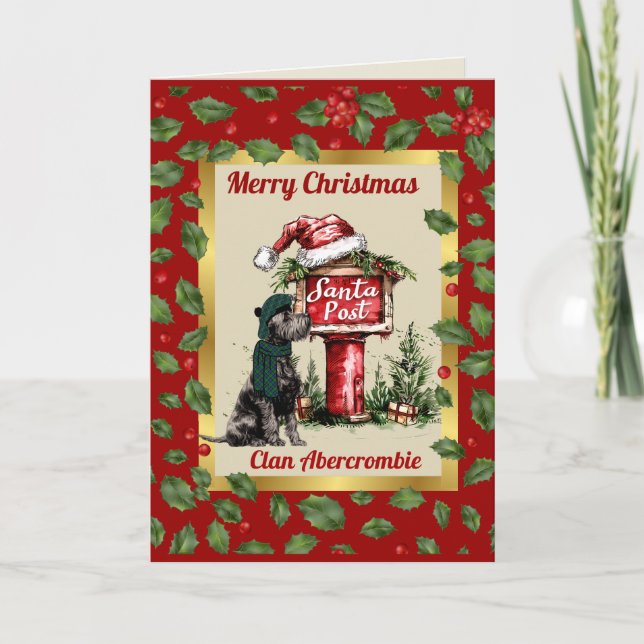 Tarjeta Navidad personalizada Abercrombie Scottie Perro y  (Anverso)