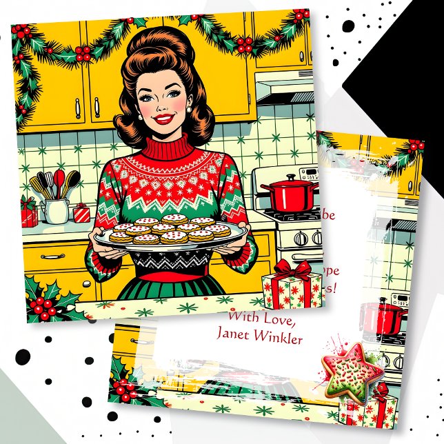 Tarjeta Navidad Personalizada de Arte Pop Retro Adorable (Subido por el creador)