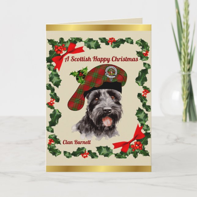 Tarjeta Navidad personalizada de Burnett Scottie Dog (Anverso)