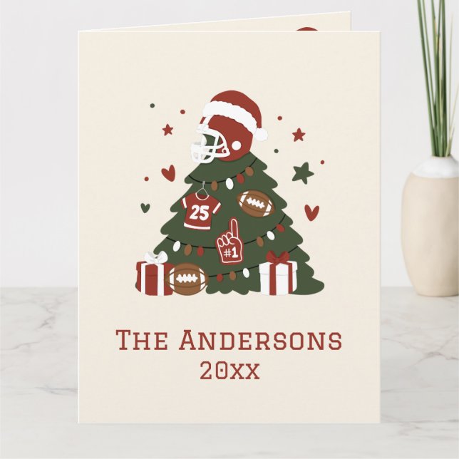 Tarjeta Navidad personalizada de fútbol americano (Anverso)