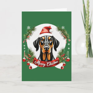 Tarjeta Navidad personalizada Doberman Dog Feliz Navidad