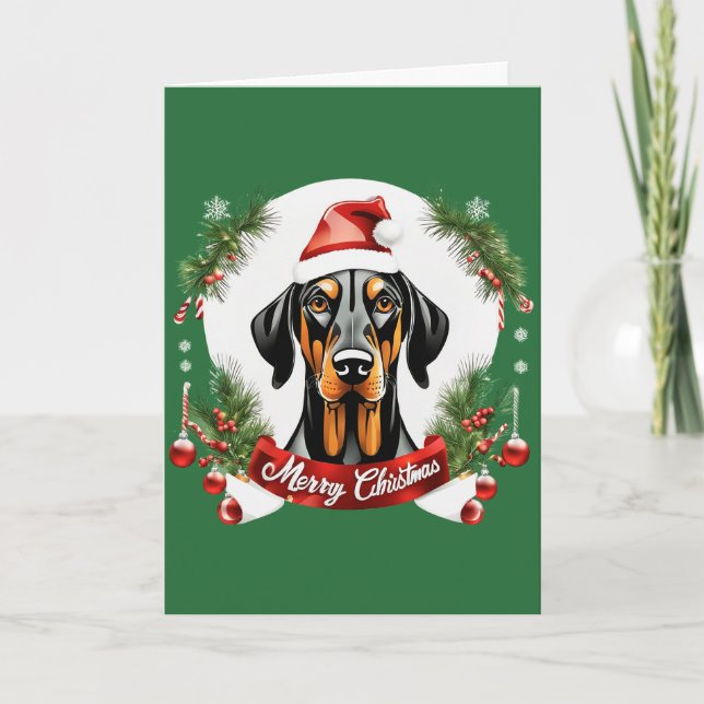 Tarjeta Navidad personalizada Doberman Dog Feliz Navidad (Anverso)