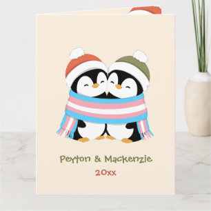 Tarjeta Navidad Pingüinos Trans Personalizados Acogedores
