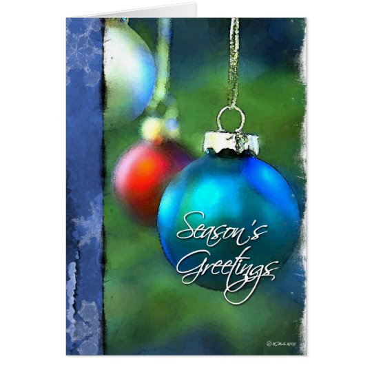 Tarjeta Navidad pintado Bulbo-Azul