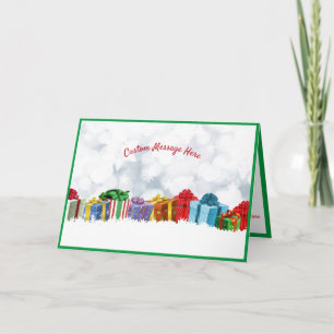 Tarjeta Navidad presenta regalos envueltos para vacaciones