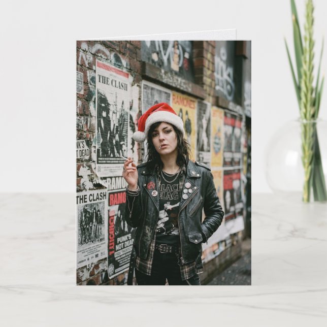 Tarjeta Navidad Punk Rock Riot Fiesta (Anverso)