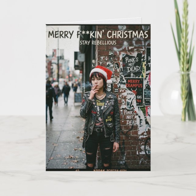 Tarjeta Navidad Punk Rock Riot Fiesta (Anverso)
