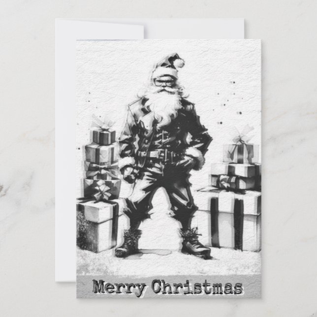 Tarjeta Navidad Punk (Santa gris). (Anverso)