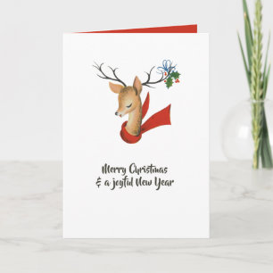 Tarjeta Navidad Reno Ciervo Vintage Retro