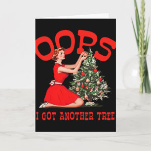 Tarjeta Navidad Retro Divertida Ups Me Llegó Otro Árbol