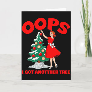 Tarjeta Navidad Retro Divertida Ups Me Llegó Otro Árbol _1