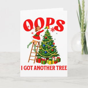 Tarjeta Navidad Retro Divertida Ups Me Llegó Otro Árbol Pr