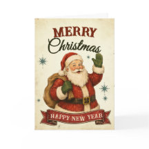 Navidad Retro Feliz Navidad y Feliz Año Nuevo