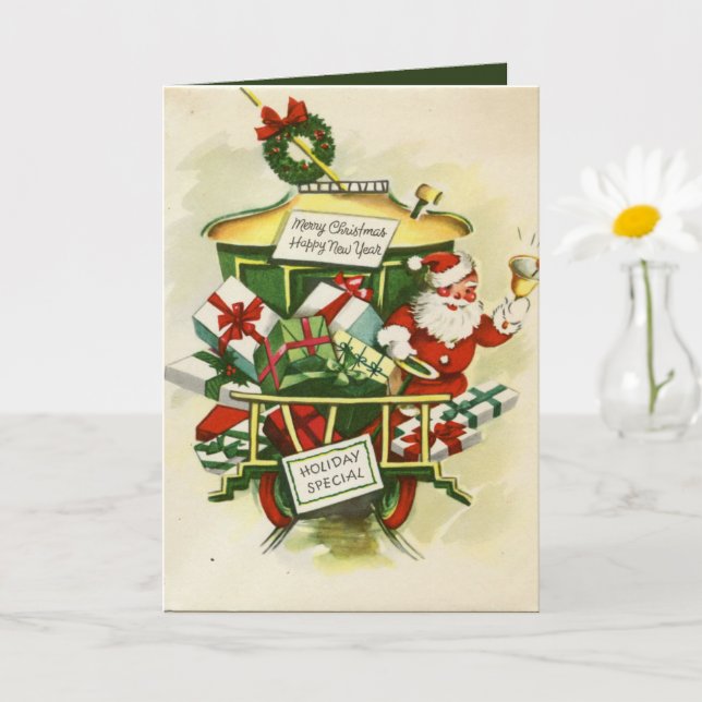 Tarjeta Navidad retro vintage (Planta pequeña)