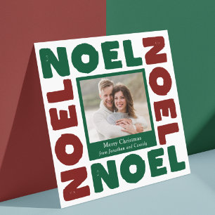 Tarjeta Navidad Roja y Verde Contemporánea Foto Festejo