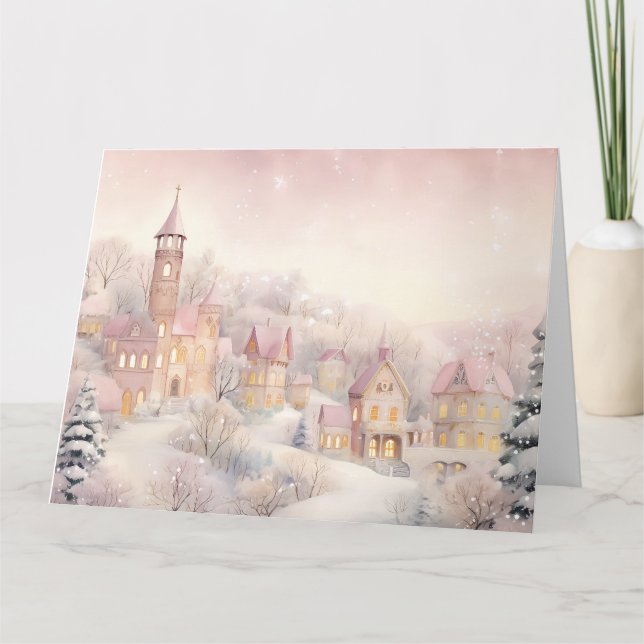 Tarjeta Navidad rosa (Anverso)