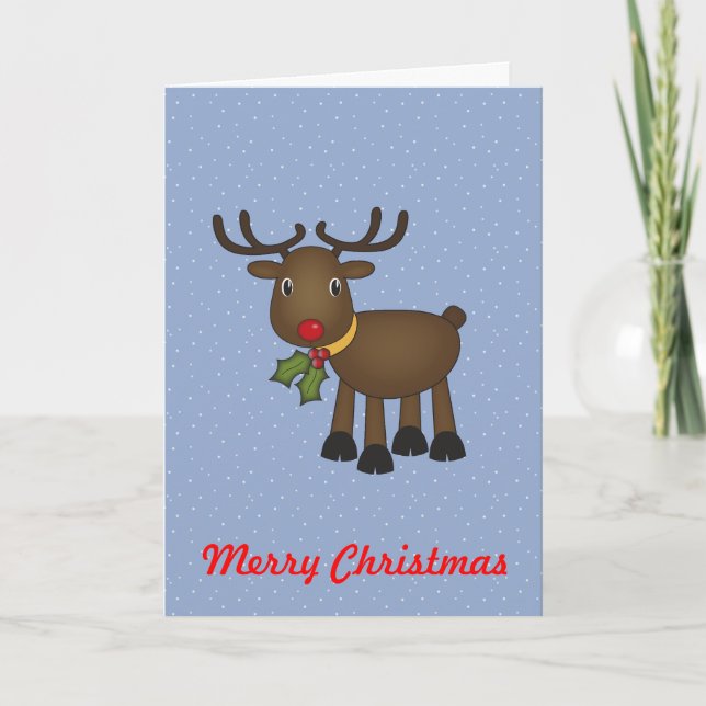 Tarjeta Navidad Rudolf el reno de la nariz roja (Anverso)
