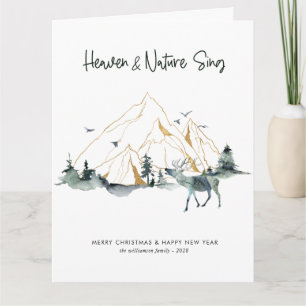 Tarjeta Navidad Rústica Acuarela Un Foto Bosque