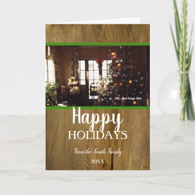 Tarjeta Navidad Rústica Retro Inspirada (Anverso)