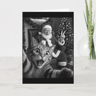 Tarjeta Navidad Santa Claus Feliz Navidad Gato Divertido S